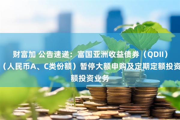 财富加 公告速递：富国亚洲收益债券（QDII）基金（人民币A、C类份额）暂停大额申购及定期定额投资业务